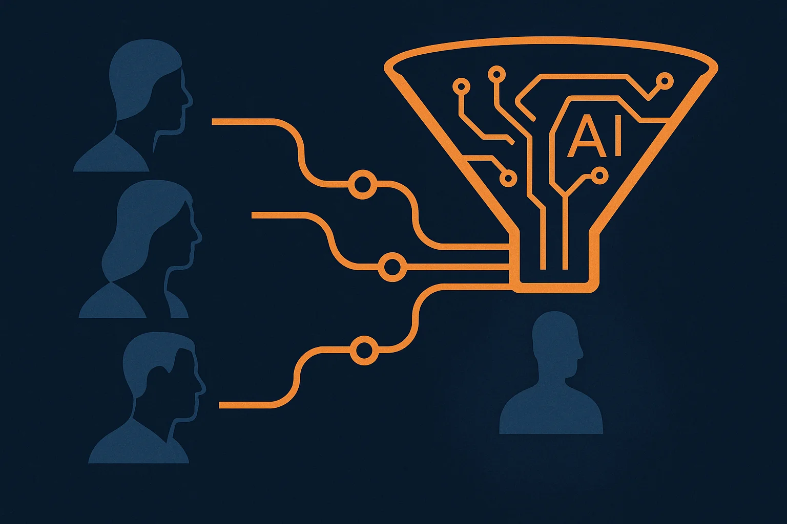 AI-powered HR workflow visualization showing candidate screening and onboarding automation
